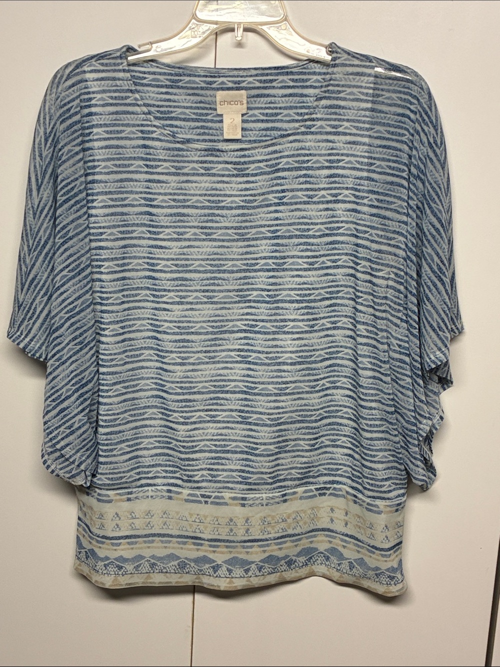 Chico's Blue and White Striped Dolman Tunic